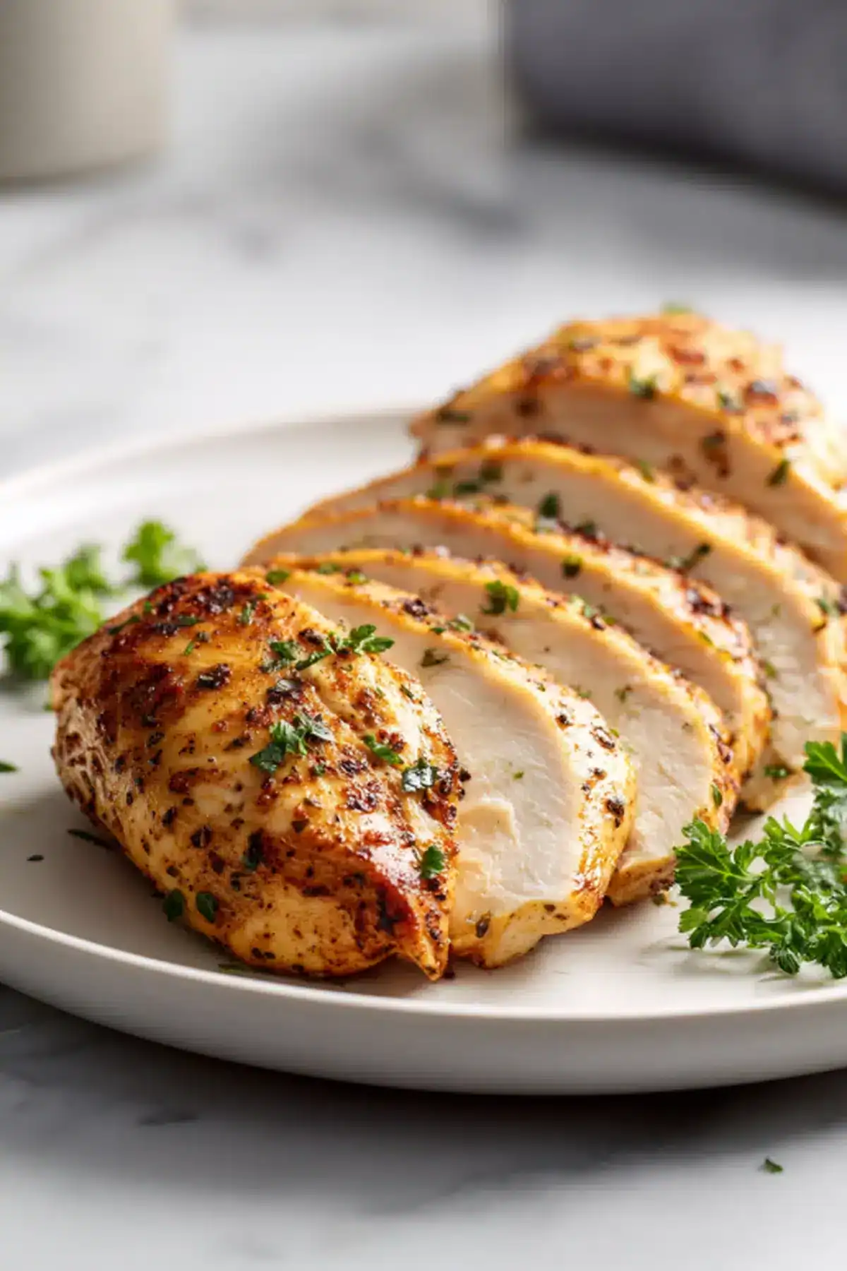Juicy, flavorful herb chicken breasts, perfectly roasted with garlic and fresh herbs. A healthy, delicious meal option.